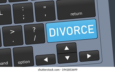 Divorce special button. Laptop keyboard conceptual illustration.