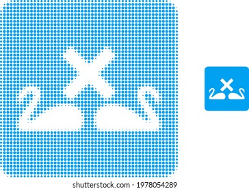 Divorce swans halftone dotted icon illustration. Halftone array contains circle elements. Vector illustration of divorce swans icon on a white background. Flat abstraction for divorce swans object.
