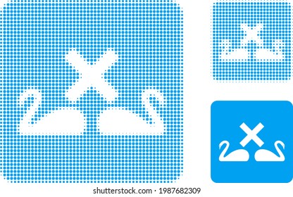 Divorce swans halftone dotted icon. Halftone array contains circle elements. Vector illustration of divorce swans icon on a white background.