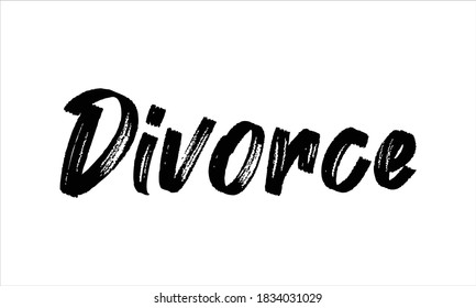 Divorce Typography Hand drawn Brush lettering words in Black text and phrase isolated on the White background