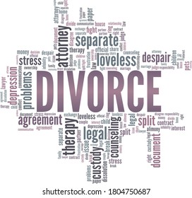 Divorce vector illustration word cloud isolated on a white background.