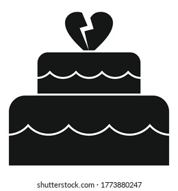 Divorce wedding cake icon. Simple illustration of divorce wedding cake vector icon for web design isolated on white background