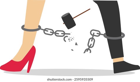 Divorced couple, separation of broken marriage end of relationship. Flat vector illustration.

