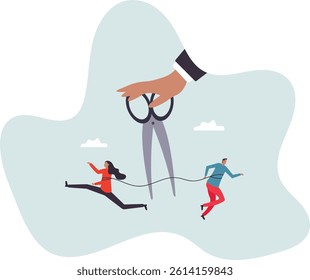 Divorced couple, separation of broken marriage end of relationship.character for design.