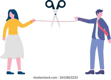 Casal divorciado, separação do casamento quebrado fim do conceito de relacionamento.

