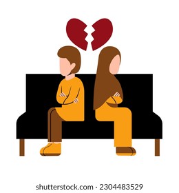 Divorced Muslim Couple Flat Illustration