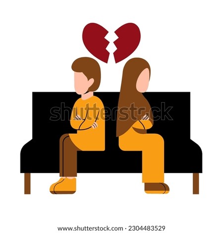 Divorced Muslim Couple Flat Illustration