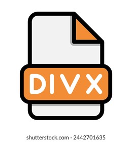 Divx file icons. Flat file extension. icon video format symbols. Vector illustration. can be used for website interfaces, mobile applications and software
