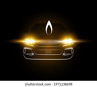 Diwali auto mobile concept, car headlight creating diya shape 