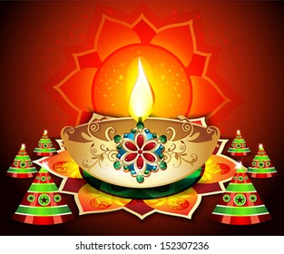 Diwali Backgroud With Cracker Vector Illustration 
