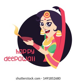 Diwali Background  Cartoon Set/Collection. Vector Illustration Isolated On White Background