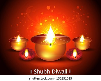 Diwali Background with Deepak Set Vector illustration 