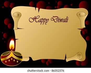  Diwali background with lamp and scroll