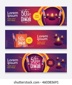 Diwali Banner Template Design Set 