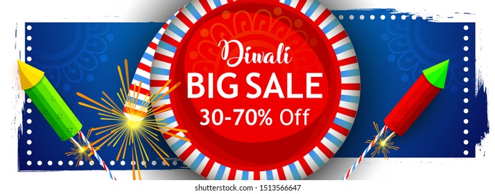 Diwali big sale banner  vector illustration editable and have space for text with crackers and festival decorative elements for happy diwali 