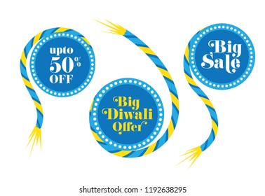 Diwali Big Sale Festival Banner, Sticker, Label Design Collection Set