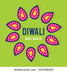 Diwali Big Sale with Oil Candle Light illustration vector