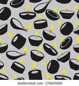 diwali black candles with flame icons seamless pattern eps10
