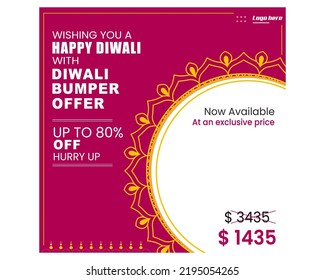 Diwali bumper offer banner or poster design for festival season. Diwali sale. festival season. vector design.