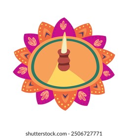 diwali burning diya lamp isolated