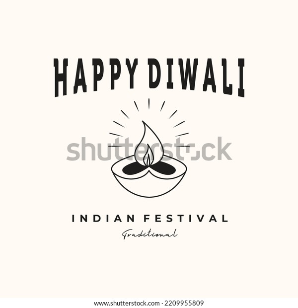 diwali candle line art\
vintage logo vector minimalist illustration design, diwali festival\
logo design