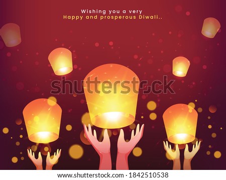 Similar – Image, Stock Photo Illuminated red sky lantern floating in dark night sky