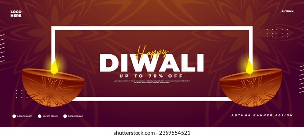 Diwali celebration banner design, suitable for retail promotional needs