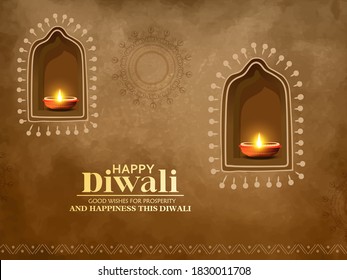 Diwali celebration with illuminated Oil Lamps (Diya) for Diwali festival, Diwali holiday Background