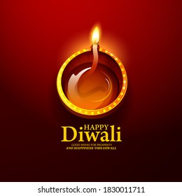 Diwali celebration with illuminated Oil Lamps (Diya) for Diwali festival, Diwali holiday Background