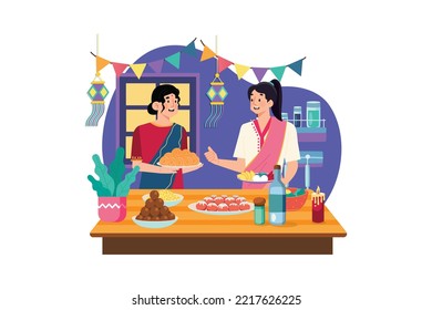 Diwali Celebration Illustration concept. A flat illustration isolated on white background