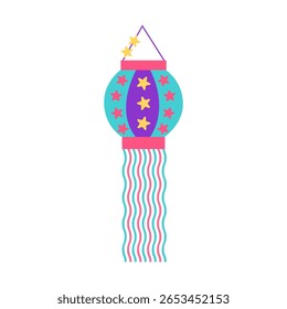 Diwali celebration Indian lantern in flat style. Deepawali vector illustration for banners, posters and social media posts