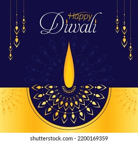 Diwali Celebration Vector In Yellow Blue