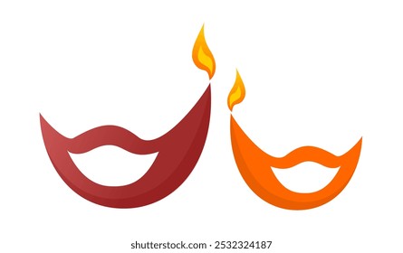 Diwali Clay Lamp Vector Image on a white space