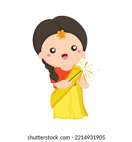 Diwali Couple Festival Illustration Vector Clipart