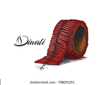Diwali crackers,Hand Drawn Sketch Vector illustration. Diwali crackers,Hand Drawn Sketch Vector illustration.
