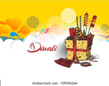 Diwali crackers,Hand Drawn Sketch Vector illustration.