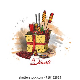 Diwali crackers,Hand Drawn Sketch Vector illustration.