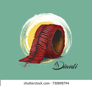 Diwali crackers,Hand Drawn Sketch Vector .