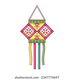 diwali cute hanging lamp illustration isolated