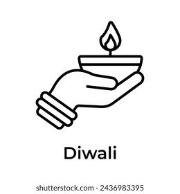 Diwali decoration, beautifully designed icon of oil lamp in modern design style, oil lamp in hand