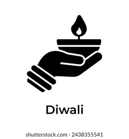 Diwali decoration, beautifully designed icon of oil lamp in modern design style, oil lamp in hand