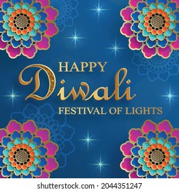 Diwali, Deepavali or Dipavali, the indian festival of lights on color background