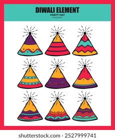 Diwali or Deepavali element illustration. Diwali icon set for graphic and design template. Deevapali or Diwali party hat