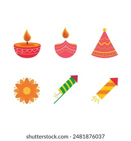 Diwali or deepavali elements flat design vector