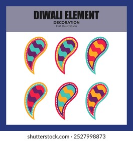 Diwali or Deepavali flat illustration. Diwali icon set for graphic and design template. Deevapali or Diwali decoration