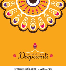 Diwali or Deepavali greeting card template design. Diwali pattern design element. Festival of Lights celebration vector illustration.
