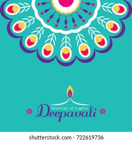 Diwali or Deepavali greeting card template design. Diwali pattern design element. Festival of Lights celebration vector illustration.