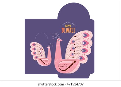 diwali / deepavali peacock money packet/pocket template vector/illustration