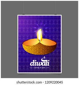 Diwali design blue background and typography vector
