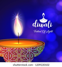 Diwali design blue background and typography vector